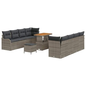 vidaXL Ensemble de canapé de jardin 11 Pièces Gris 90 x 55 x 71 cm