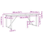 vidaXL Table à manger cadre en O 200x100x75cm bois de pin massif acier