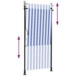 vidaXL Store roulant d'extérieur bleu et blanc 120x270 cm tissu acier