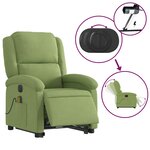 vidaXL Fauteuil inclinable de massage électrique vert clair velours