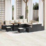 vidaXL Ensemble de canapé de jardin 13 Pièces Noir Poly rotin
