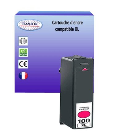 Cartouche compatible avec Lexmark 100XL remplace Lexmark S605, S608, S815, S815 Genesis, S816 Genesis Magenta