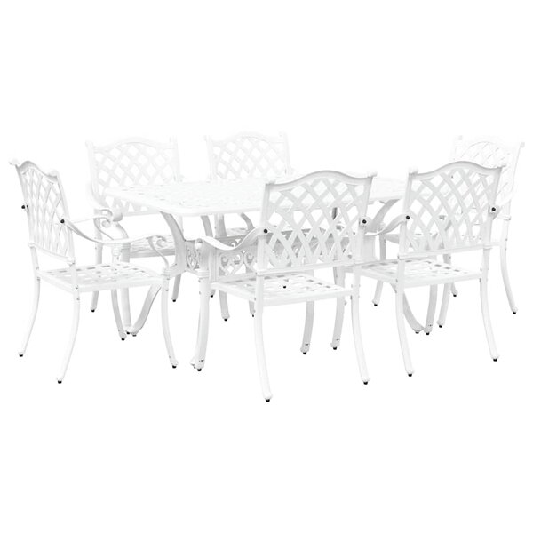 vidaXL Ensemble de salle à manger pour jardin 7 Pièces Blanc Aluminium