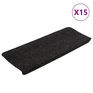 vidaXL Tapis d'escalier auto-adhésifs 15 Pièces 65x24 5x3 5 cm Anthracite
