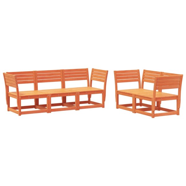 vidaXL Salon de jardin 5 Pièces cire marron bois de pin massif