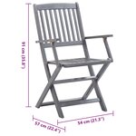 vidaXL Chaises pliables d'extérieur lot de 4 et coussins Bois d'acacia