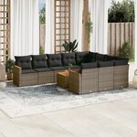 vidaXL Salon de jardin 11 Pièces avec coussins gris résine tressée