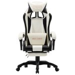 vidaXL Fauteuil de jeux vidéo et repose-pied Noir et blanc Similicuir