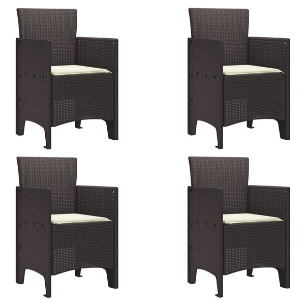 vidaXL Chaises de Jardin avec Coussins 4 Pièces Marron Poly Rattan