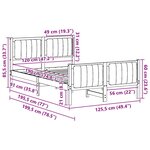 vidaXL Cadre de lit Marron et noir 120 x 190 cm Bois massif en pin