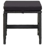 vidaXL Tabourets de jardin avec coussins lot de 2 Résine tressée Noir