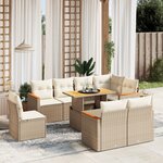 vidaXL Salon de jardin avec coussins 9 Pièces beige résine tressée