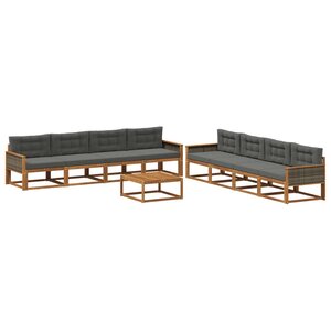 vidaXL Ensemble de canapés d'extérieur 9 Pièces Naturel et Anthracite