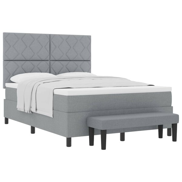 vidaXL Lit à ressorts avec tête de lit Gris clair 160 x 200 cm tissu