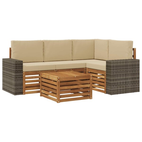 vidaXL Ensemble de canapés d'extérieur 5 Pièces Naturel et Beige