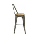 Tabouret industriel en métal et bois d'orme huilé (lot de 4)