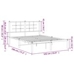 vidaXL Cadre de lit métal avec tête de lit blanc 135x190 cm