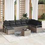 vidaXL Ensemble de canapé de jardin 8 Pièces Gris clair Poly rotin