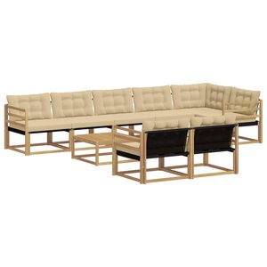 vidaXL Ensemble de canapés d'extérieur 9 Pièces Blanc et Beige