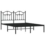 vidaXL Cadre de lit métal avec tête de lit noir 140x190 cm