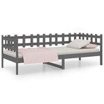 vidaXL Lit de jour Gris 80x200 cm Bois de pin massif