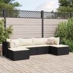 vidaXL Salon de jardin 6 Pièces avec coussins Noir Résine tressée