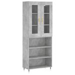 vidaXL Buffet haut Gris béton 69 5x34x180 cm Bois d'ingénierie