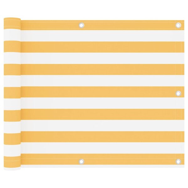 vidaXL Écran de balcon Blanc et jaune 75x400 cm Tissu Oxford