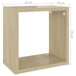 vidaXL Étagères cube murales 2 Pièces Chêne sonoma 26x15x26 cm