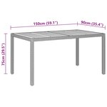 vidaXL Table de jardin 150x90x75 cm Acacia et résine tressée Gris