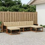 vidaXL Ensemble de canapés d'extérieur 6 Pièces Naturel et Beige