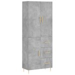 vidaXL Buffet haut Gris béton 69 5x34x180 cm Bois d'ingénierie