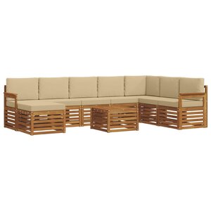 vidaXL Ensemble de canapés d'extérieur 9 pc Naturel et Beige
