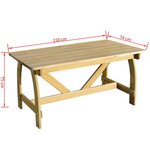 vidaXL Table de jardin 150x74x75 cm Bois de pin imprégné