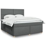 vidaXL Sommier à lattes de lit avec matelas Gris foncé 180x200cm Tissu