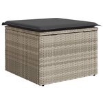 vidaXL Tabouret de jardin coussin gris clair 55x55x37cm résine tressée