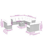 vidaXL Salon de jardin avec coussins 12 Pièces gris résine tressée