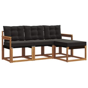 vidaXL Ensemble de canapés d'extérieur 4 pc Naturel et Noir