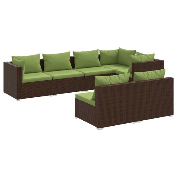 vidaXL Salon de jardin 7 Pièces avec coussins Marron Résine tressée
