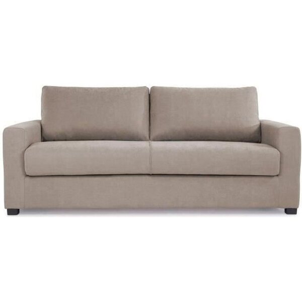 HEXAGONE Canapé droit convertible 3 places MAXIME - Tissu Beige - Couchage express - 194 x 96 x 83 cm