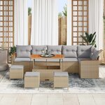 vidaXL Ensemble de canapé de jardin 10 Pièces Beige polyrotin