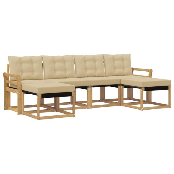 vidaXL Ensemble de canapés d'extérieur 6 Pièces Blanc et Beige