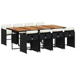 vidaXL Ensemble à manger de jardin 9Pièces coussins noir résine tressée