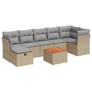vidaXL Salon de jardin avec coussins 8 Pièces beige résine tressée
