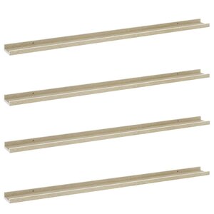 vidaXL Étagères murales 4 Pièces blanc et chêne sonoma 115x9x3 cm