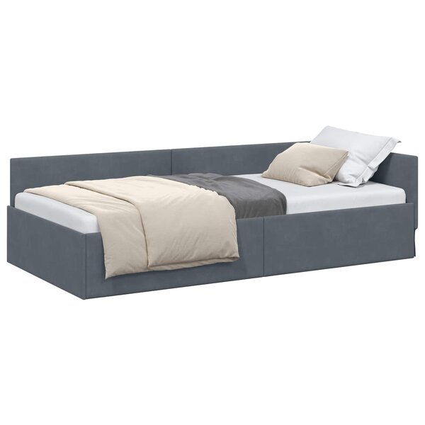 vidaXL Cadre de lit d'angle avec tête de lit Gris foncé 80 cm x 200 cm