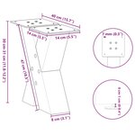 vidaXL Pieds de table basse en forme de X  2 pièces  acier naturel  40 x (30-31) cm