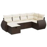 vidaXL Salon de jardin avec coussins 6 Pièces marron résine tressée