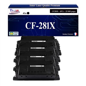 T3AZUR -4x Toners compatibles avec HP CF281X (81X) pour HP LaserJet Enterprise LaserJet Enterprise M630z  M605dn  M605n  M605x  M606dn  M606x  M630dn  M630f  M630h