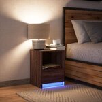 vidaXL Armoire de chevet et lumières LED chêne marron bois ingénierie